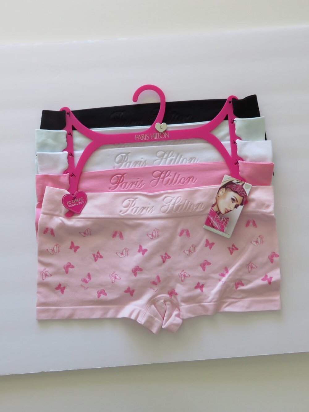 (#111) Paris Hilton 5-pack Women's Iconic Seamless Boyshorts Panty Size L